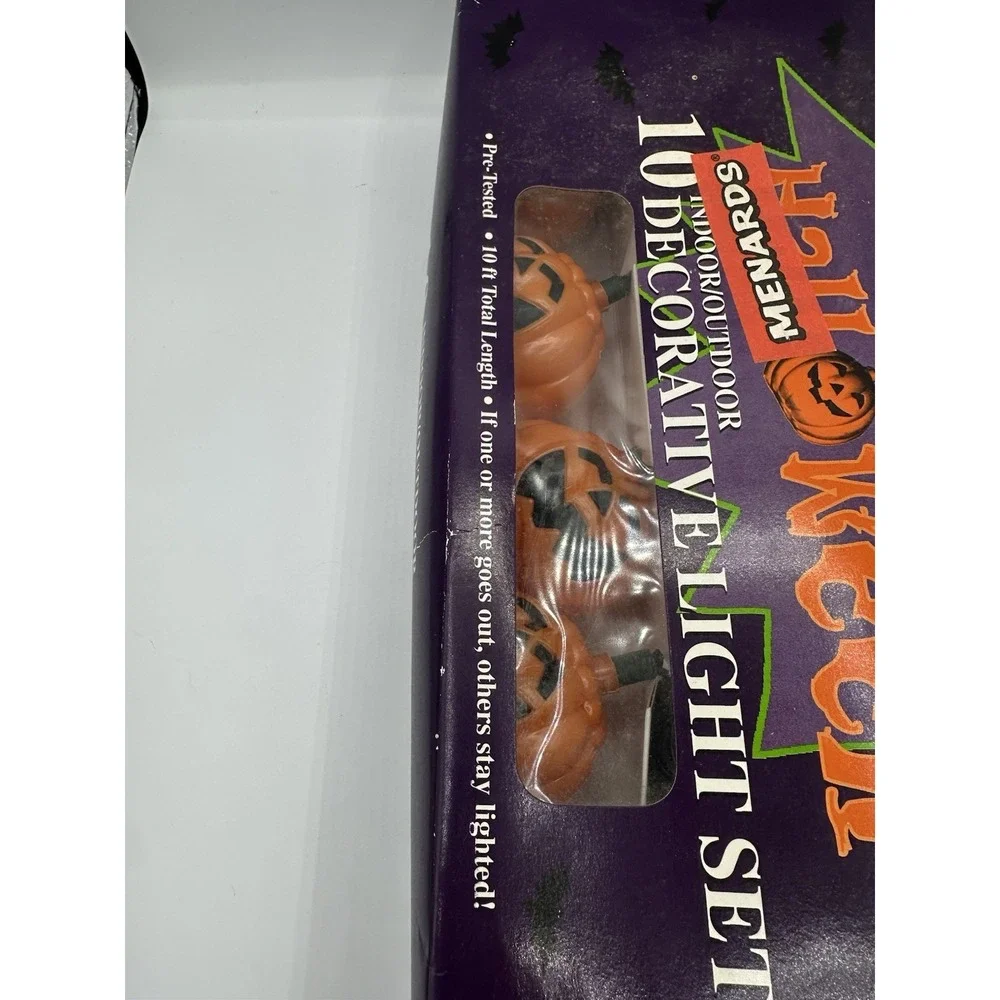 Vtg‎ Halloween String Lights Set of 10 Jack O Lantern Pumpkin Blow Mold WORKING